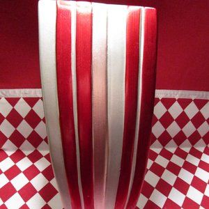 Red, silver and copper striped vase - 8.5 in.